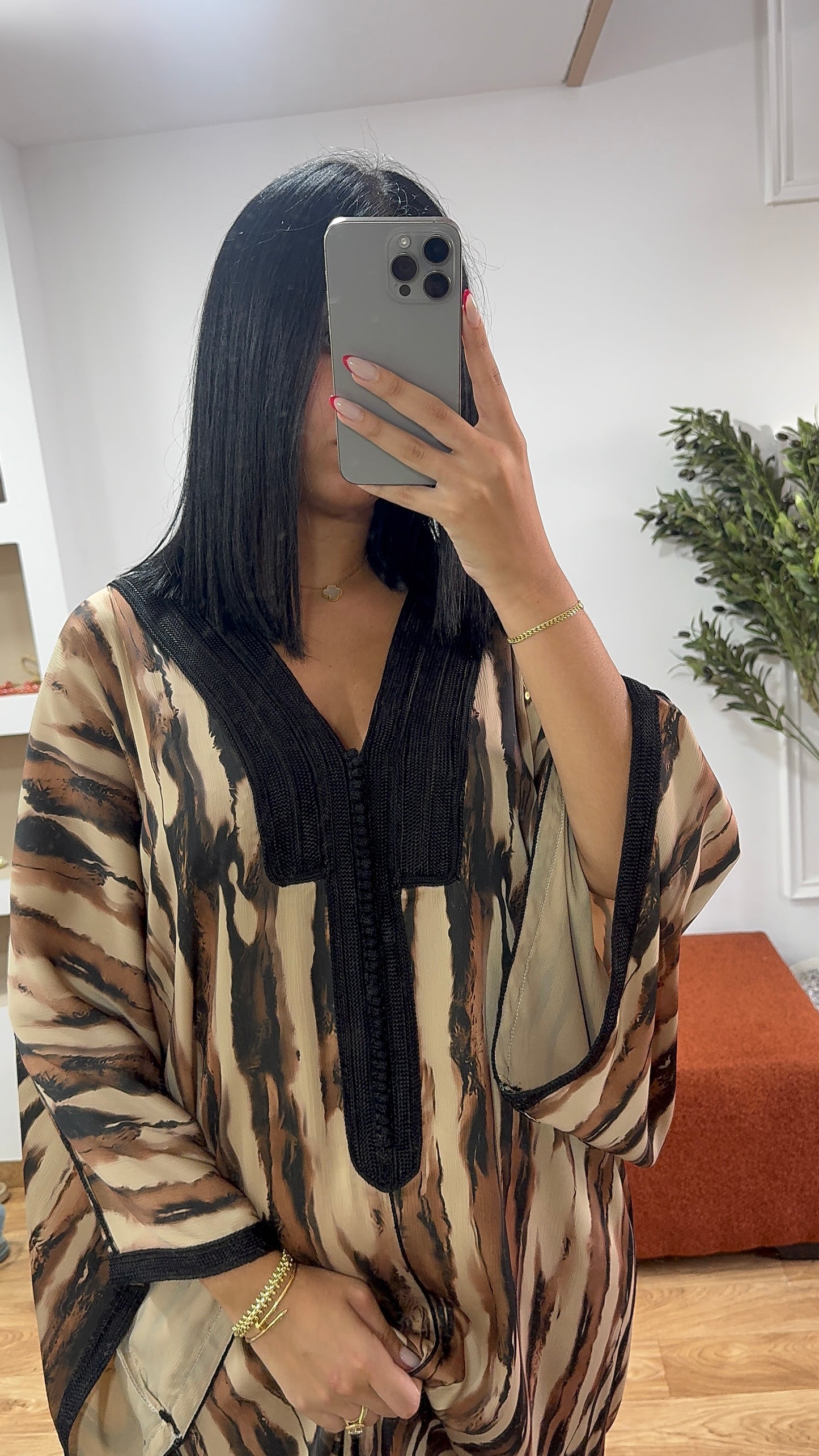 Gandoura zèbre marron