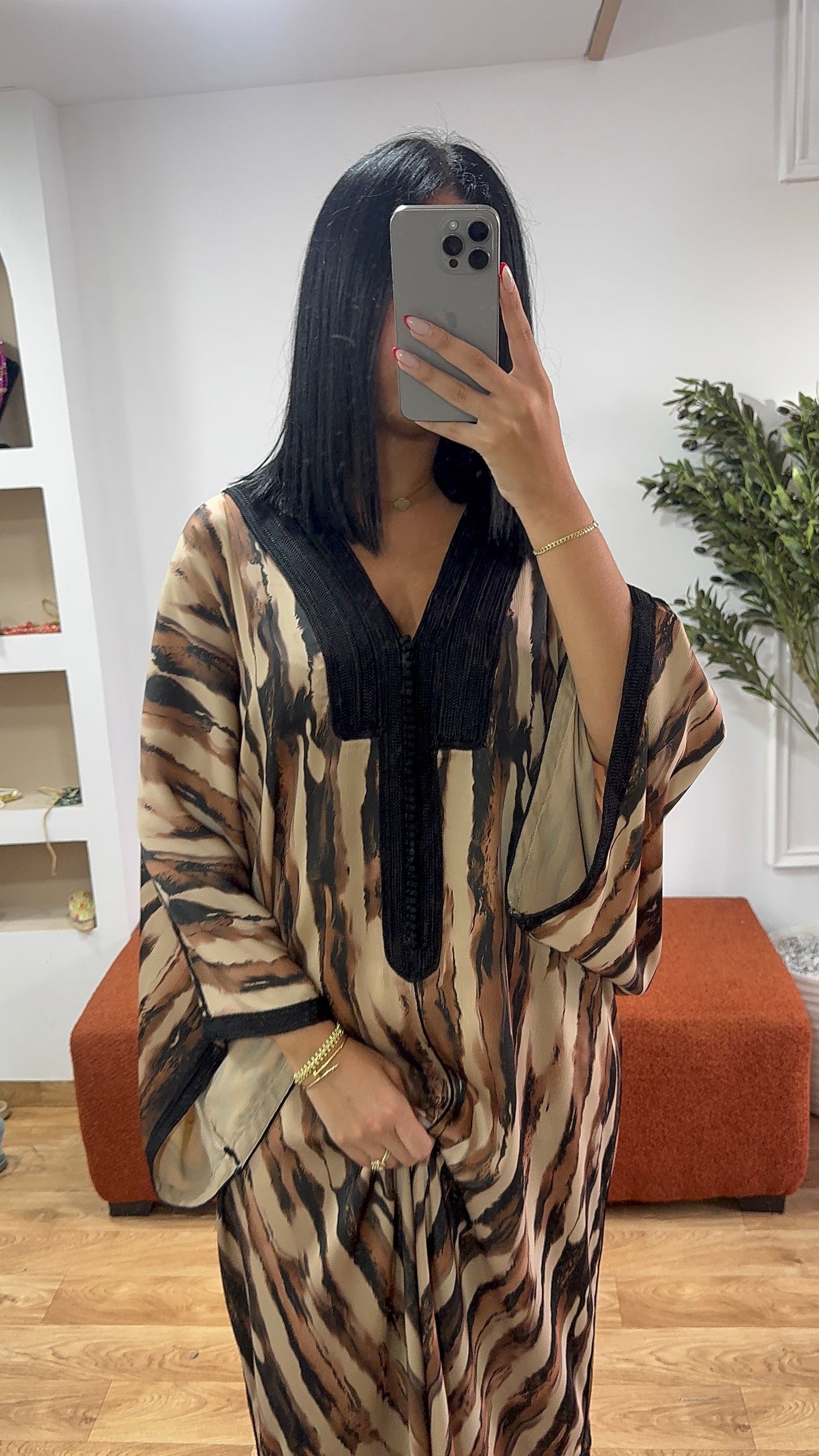 Gandoura zèbre marron